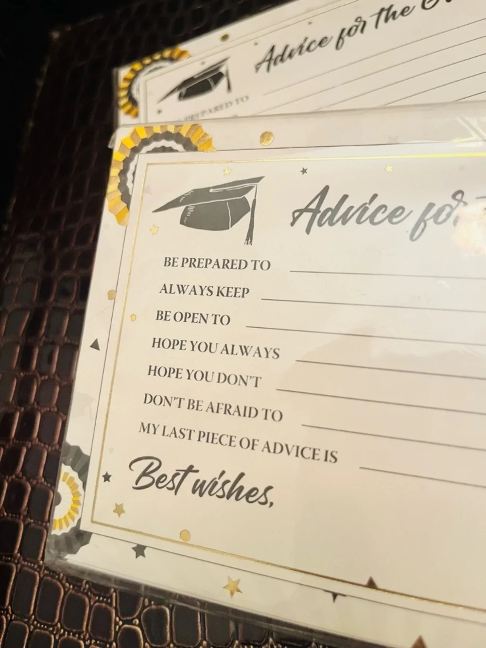 Graduation Advice Cards – 2 packs (Approx. 50 ea.) Gold & Black Accents NWOT